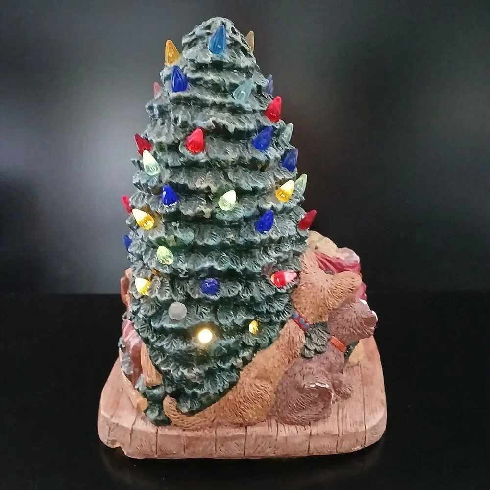 Vintage Wee Crafts Ceramic Light Up Santa & Christmas Tree Toy Bag Figurine